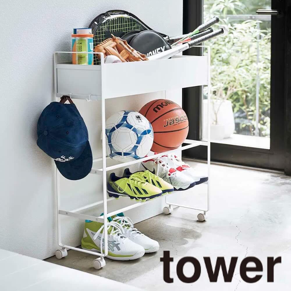 tower キャスター付き 玄関収納ラック ホワイト 5278 | TAKASHIMAYA