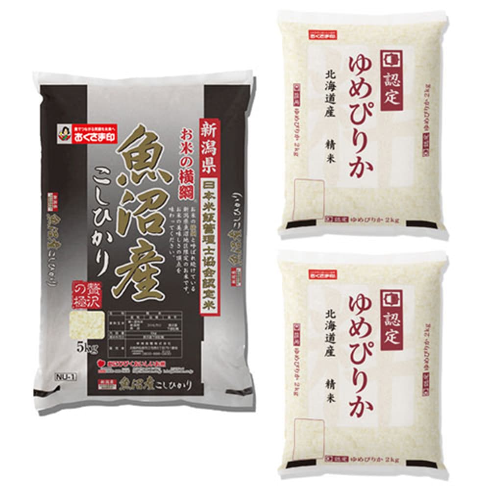 魚沼産こしひかり・北海道産ゆめぴりか 5kg×2袋セット 米匠庵＞新潟県魚沼産こしひかり5㎏+北海道産ゆめぴりか2㎏×2