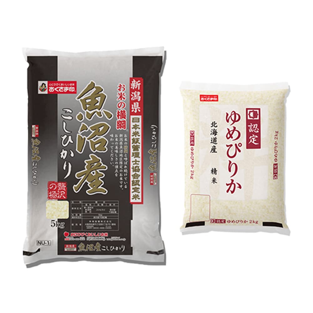新潟県 魚沼産 こしひかり 5㎏　北海道 ゆめぴりか 2㎏　合計 7㎏ セット 米匠庵＞新潟県魚沼産こしひかり5㎏・北海道産ゆめぴりか2㎏（計7